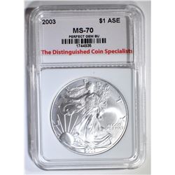 2003 AMERICAN SILVER EAGLE, TDCS PERFECT GEM BU