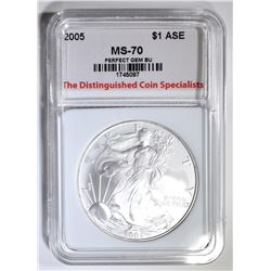 2005 AMERICAN SILVER EAGLE, TDCS PERFECT GEM BU