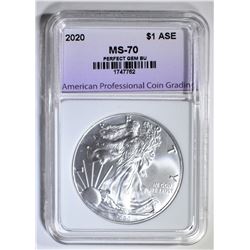 2020 AMERICAN SILVER EAGLE, APCG PERFECT GEM BU