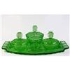 Image 1 : Green Depression Glass Art Deco Vanity Set #1227133