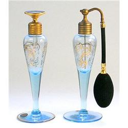 VOLUPTE Blue Glass Perfume Bottle and Atomizer #1227180