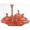 Image 1 : Pink Depression Glass 9 Pc Art Deco Dresser Set#1227192