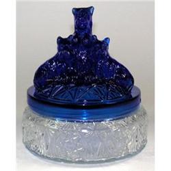 MY PET Cobalt Blue Glass and Crystal Powder Jar#1227198