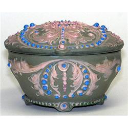 Schafer & Vater Beaded Jasperware Hair Receiver#1227209