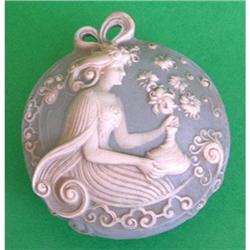 Schafer & Vater Blue Jasperware Cameo Genie Jar#1227213