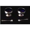 Image 1 : Antique Sterling and Blue Glass Salt Cellars #1227584