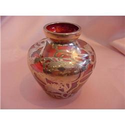 Loetz Art Nouveau Sterling Overlay Vase #1237584