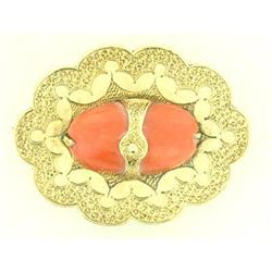 Antique Coral and 14k Y Gold Pin #1237722