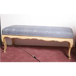 Bedside Bench Fruitwood Robin's Egg Blue Cushio#1237725