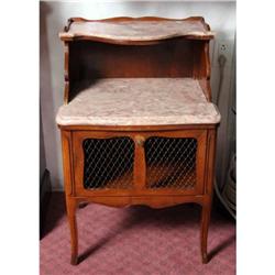 Pair of Marble-Top Two-Tier Night Stands #1237728