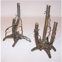 Midcentury metal candleholders-retro vintage #1237923