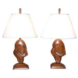 Pair of Heifetz style lamps -mid century modern#1238003