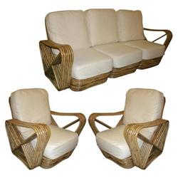 Paul Frankl era,  3 piece rattan set (tropical)#1238006