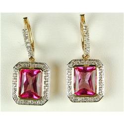 VINTAGE 14K GOLD PINK TOURMALINE EARRINGS  #1238044