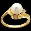 Image 1 : 14k  RING CULTURED  PEARL w  DIAMONDS  #1238048
