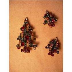 Weiss Christmas Tree Pin and Earrings #1238062
