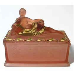 CLEOPATRA I Pink Satin Glass Powder Jar #1238095