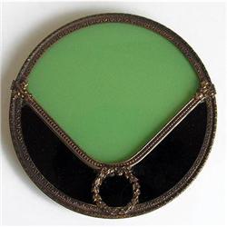 APOLLO Ormolu Jadeite Black Glass Dresser Jar #1238104