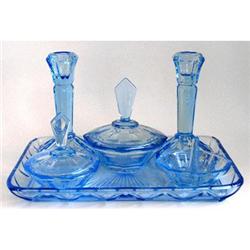 Ollie May Blue Depression Glass Dresser Set #1238105