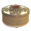 Image 1 : Glass Jeweled and Brass Mesh Dresser Jar #1238149