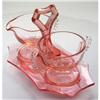 Image 1 : Pink WINGS Art Deco Creamer Sugar & Tray Set #1238165