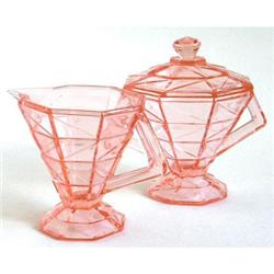 Cracked Ice Sugar Bowl, Lid and Creamer Set #1238166