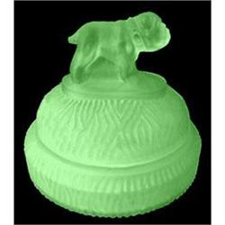 SPIKE Green Depression Glass Figural Powder Jar#1238226