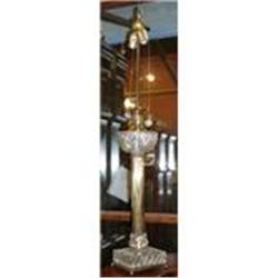 PAIR OF BRASS AND FLUTED GLASS  LAMPS #1238235
