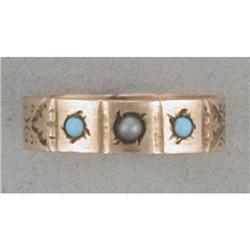 Rose Gold Turquoise and Seed Pearl Baby Ring #1238253