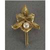 Image 1 : 18k gold orchid pin set  with a cultured pearl #1238259