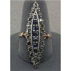 Sapphire and Rose Cut  Diamond Ring #1238262