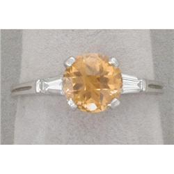 Platinum, Diamond and Spessartite Garnet  Ring #1238266