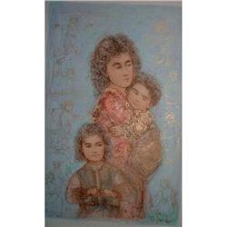 Catherine & Children  litho by Edna Hibel #1238281