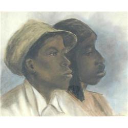 Art: Stevens - Original Pastel of Black Couple #1238293