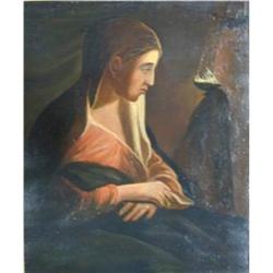 19th Cent Italian Oil Painting of Woman  #1238294