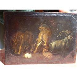 1600 ANTIQUE OIL ON BLACKBOARD ITALIAN SCHOOL #1238303