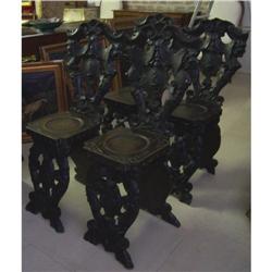 4 CARVED RENAISSANCE STYLE WOODEN CHAIRS 1800  #1238304