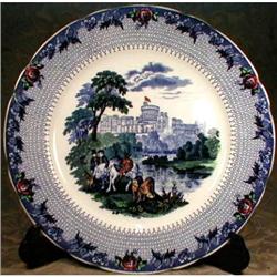 CASTLES Scenic Plates ANTIQUE Flow BLUE (12) #1238313
