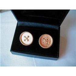 ESTATE 14K YELLOW GOLD DUNHILL BUTTON CUFFLINKS#1238317