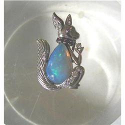 1930's OPAL SQUIRREL PIN/PLAT/DIAMONDS/RUBY #1238320