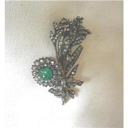 ESTATE DIAMOND/CARVED EMERALD "TREMBLANT" PIN #1238321