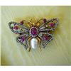 Image 1 : ESTATE 18K/RUBY/DIAMOND 2 1/2" BUTTERFLY PIN #1238322