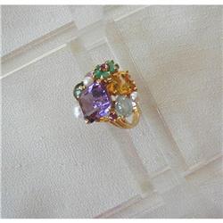 VINTAGE GUMPS AMETHYST & MULTI GEM RING #1238333