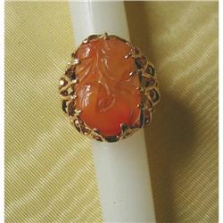 SIGNED 1960's HAND-MADE 14K/ CARNELIAN RING #1238342