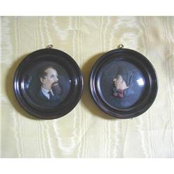 19C.ENGLISH Pr. WAX PORTRAITS~DICKENS & BUMBLE #1238345