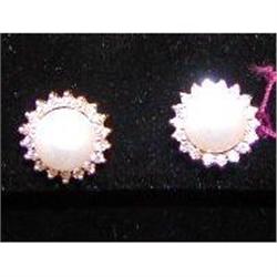 .60ct Diamond and Cultured Pearl Earrings #1238362