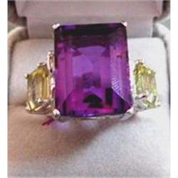 Stunning 28ct Amethyst & Citrine Sterling Ring #1238363