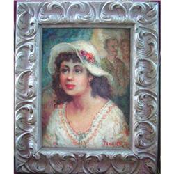 Antal Jancsek "Portrait" Oil on Board c.1930's #1238364