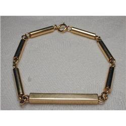 14K YG Solid Tube Bar ID Unisex Mens Bracelet #1238392