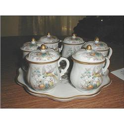 13 PIECE LIMOGES POTS DE CREME SET #1238460